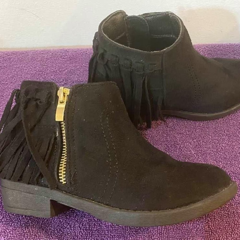 Black Fringe Booties